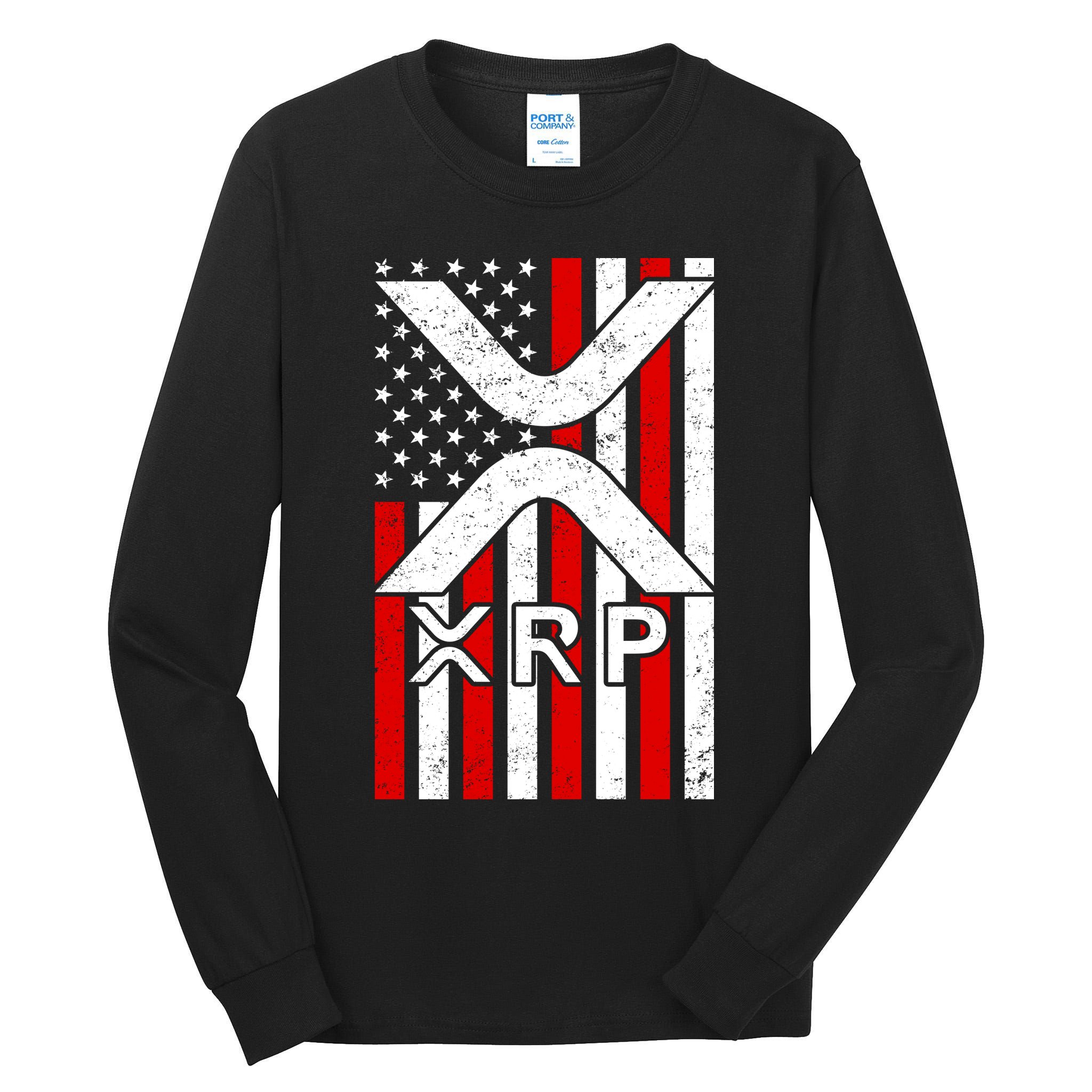 XRP Cryptocurrency USA American Flag Tall Long Sleeve T-Shirt
