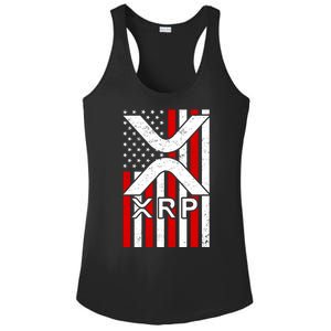 XRP Cryptocurrency USA American Flag Ladies PosiCharge Competitor Racerback Tank