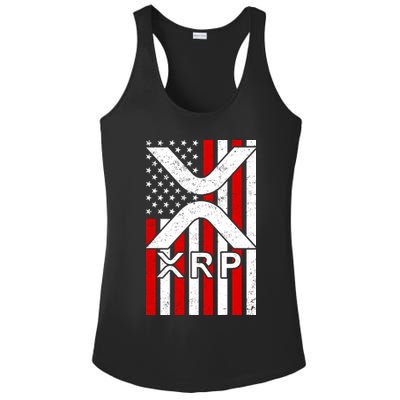 XRP Cryptocurrency USA American Flag Ladies PosiCharge Competitor Racerback Tank