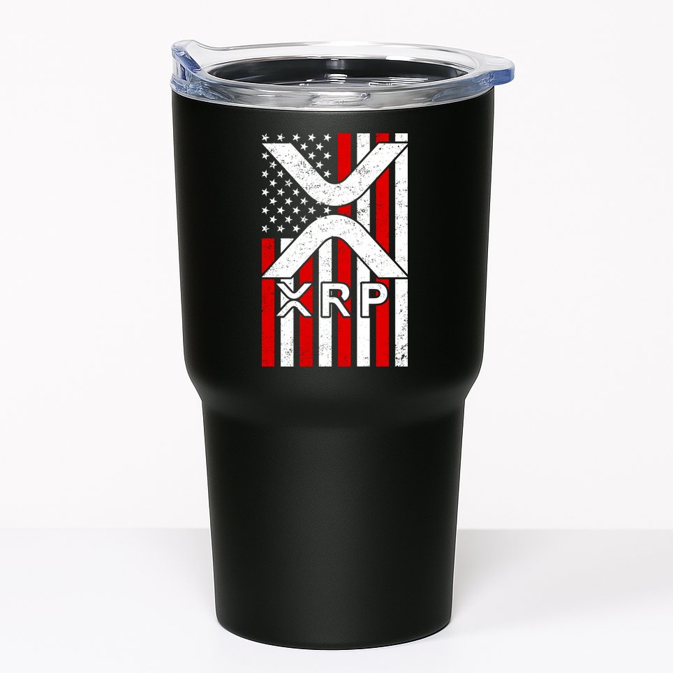 XRP Cryptocurrency USA American Flag Tumbler