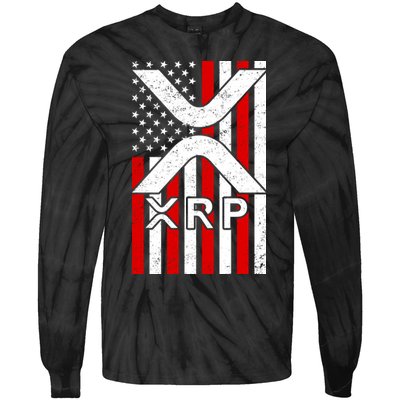 XRP Cryptocurrency USA American Flag Tie-Dye Long Sleeve Shirt