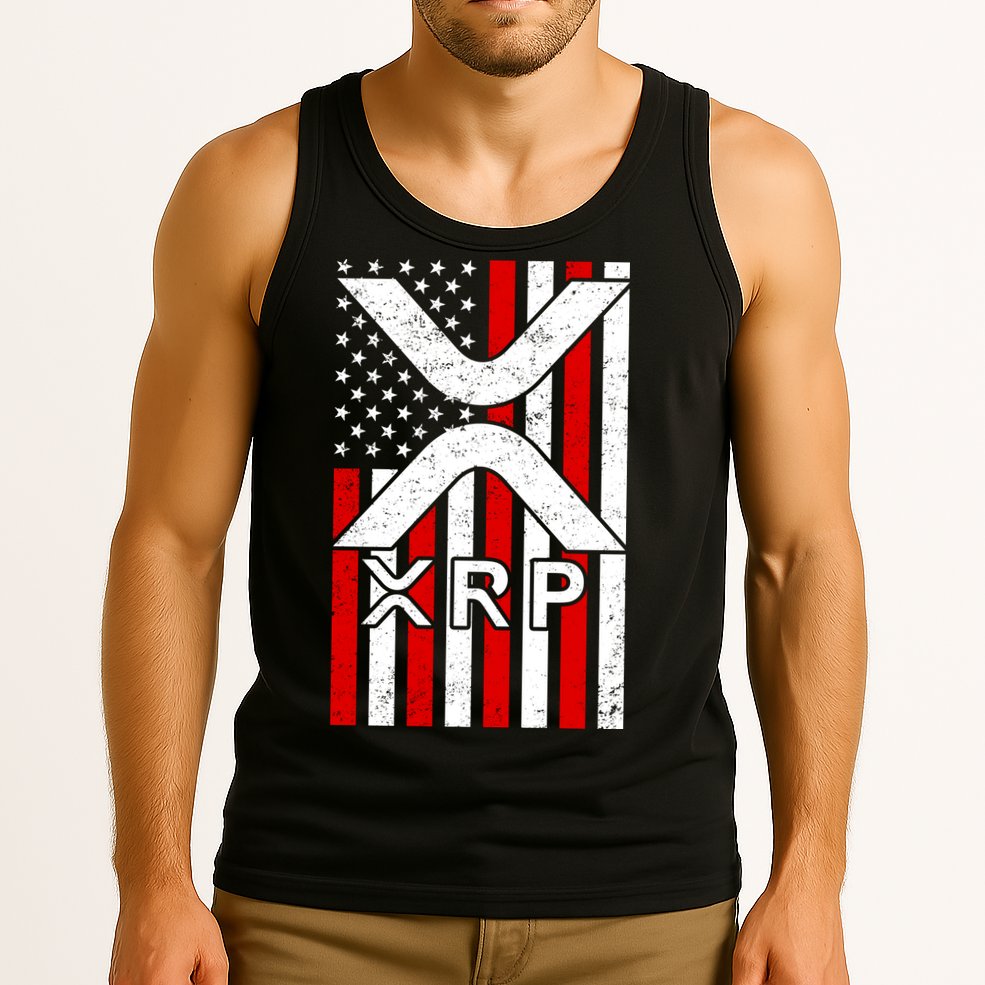XRP Cryptocurrency USA American Flag Tank Top