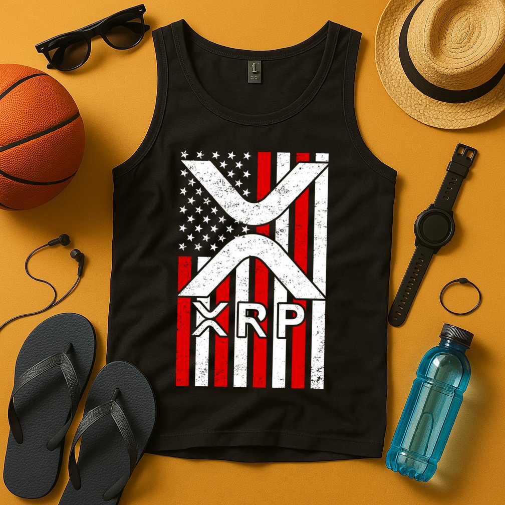 XRP Cryptocurrency USA American Flag Tank Top