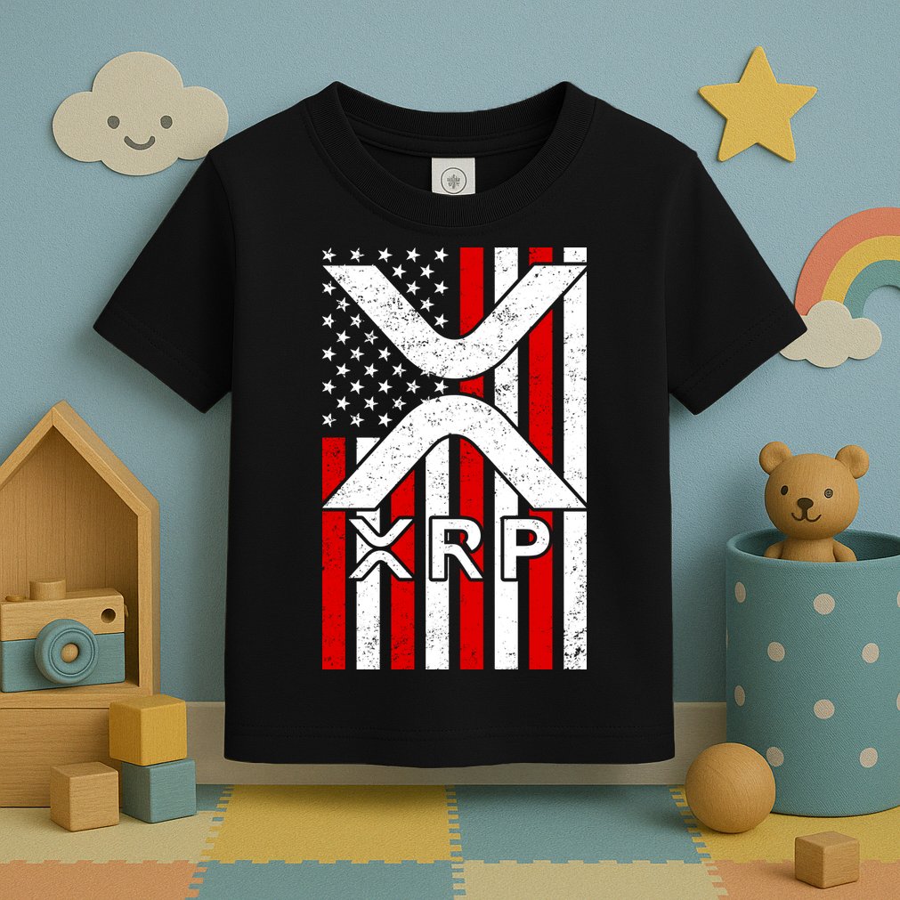 XRP Cryptocurrency USA American Flag Toddler T-Shirt