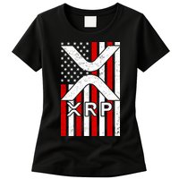 XRP Cryptocurrency USA American Flag Womens T-Shirt
