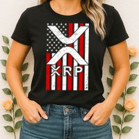 XRP Cryptocurrency USA American Flag Womens T-Shirt