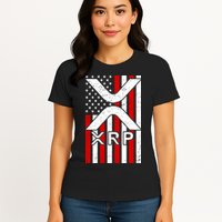 XRP Cryptocurrency USA American Flag Womens T-Shirt
