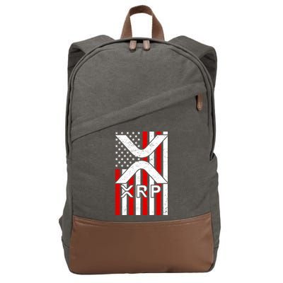 XRP Cryptocurrency USA American Flag Cotton Canvas Backpack