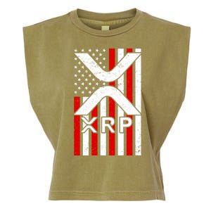 XRP Cryptocurrency USA American Flag Garment-Dyed Women's Muscle Tee