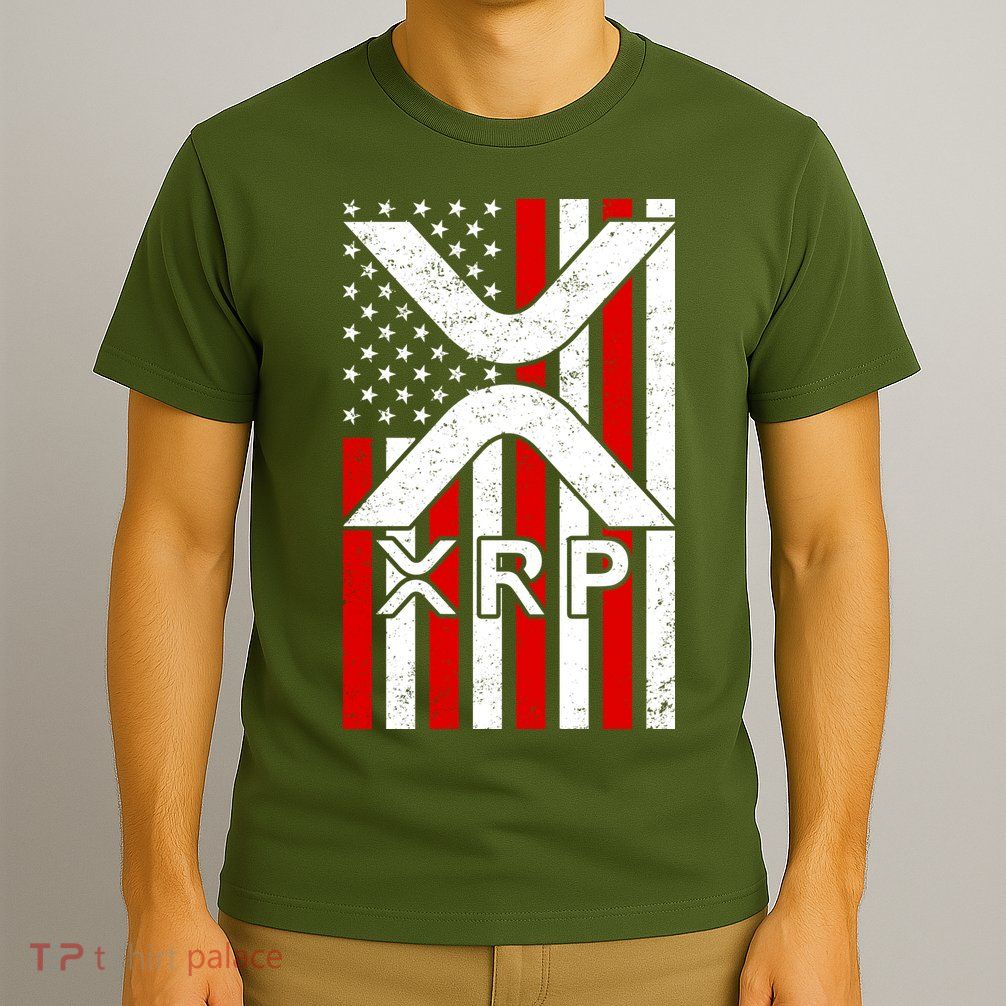 XRP Cryptocurrency USA American Flag T-Shirt
