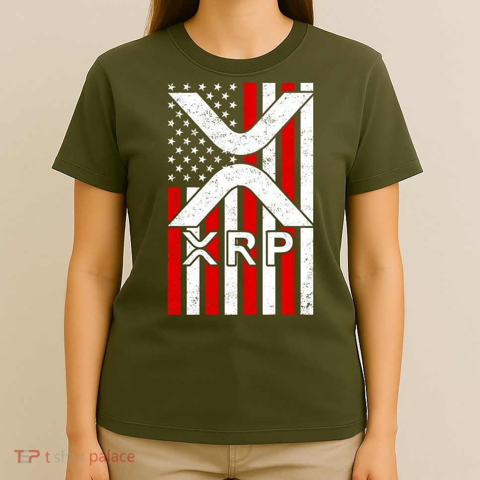 XRP Cryptocurrency USA American Flag T-Shirt