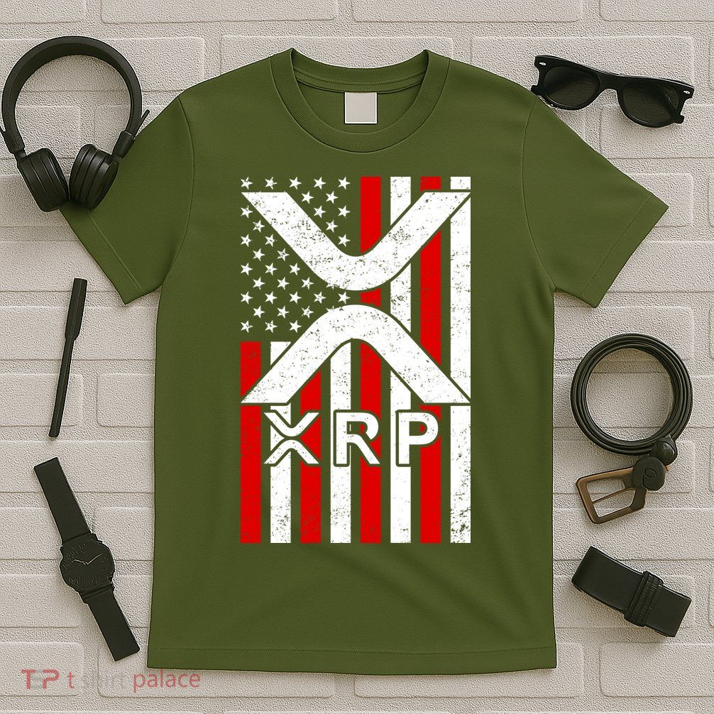 XRP Cryptocurrency USA American Flag T-Shirt
