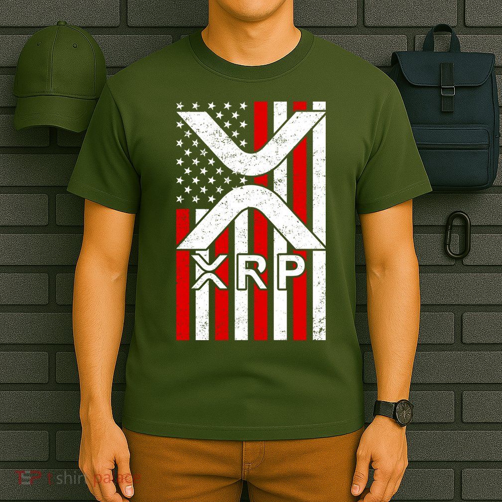 XRP Cryptocurrency USA American Flag T-Shirt