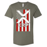 XRP Cryptocurrency USA American Flag V-Neck T-Shirt