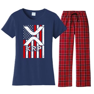 XRP Cryptocurrency USA American Flag Women's Flannel Pajama Set