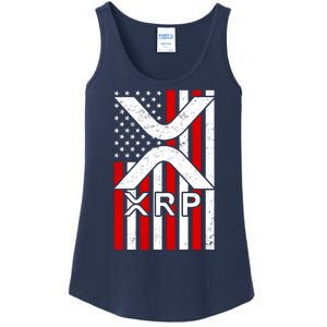 XRP Cryptocurrency USA American Flag Ladies Essential Tank