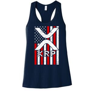 XRP Cryptocurrency USA American Flag Women's Racerback Tank