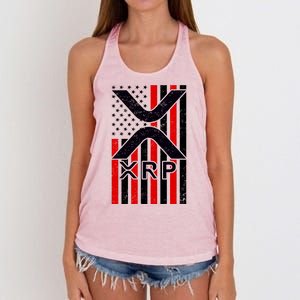 XRP Cryptocurrency USA American Flag Women's Knotted Racerback Tank