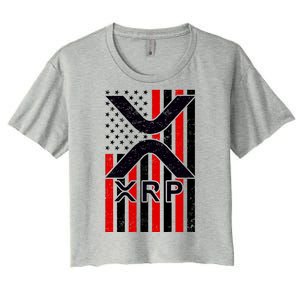 XRP Cryptocurrency USA American Flag Women's Crop Top Tee