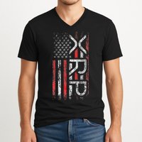 Xrp Crypto Xrp Cryptocurrency American Flag Xrp V-Neck T-Shirt