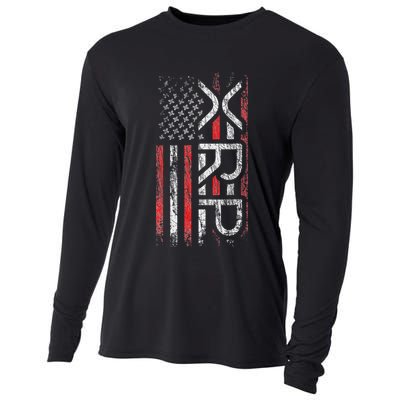 Xrp Crypto Xrp Cryptocurrency American Flag Xrp Cooling Performance Long Sleeve Crew