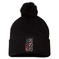 Xrp Crypto Xrp Cryptocurrency American Flag Xrp Pom Pom 12in Knit Beanie
