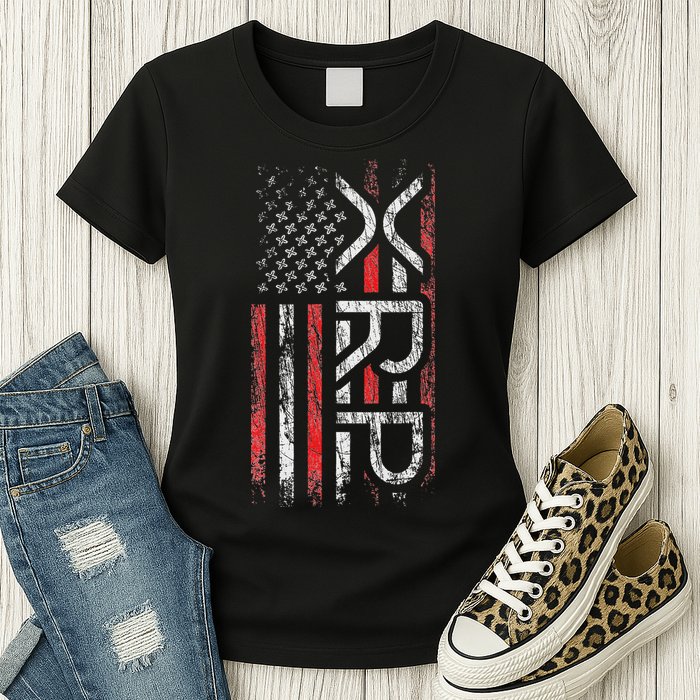 Xrp Crypto Xrp Cryptocurrency American Flag Xrp Womens T-Shirt