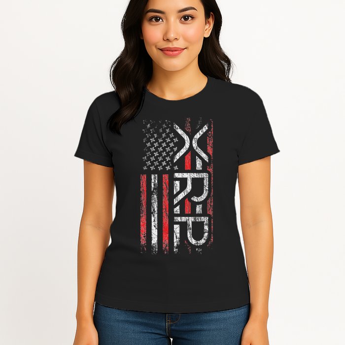 Xrp Crypto Xrp Cryptocurrency American Flag Xrp Womens T-Shirt
