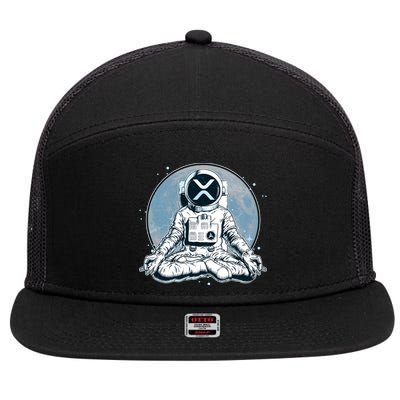 XRP Cryptocurrency Yoga Astronaut Moon 7 Panel Mesh Trucker Snapback Hat