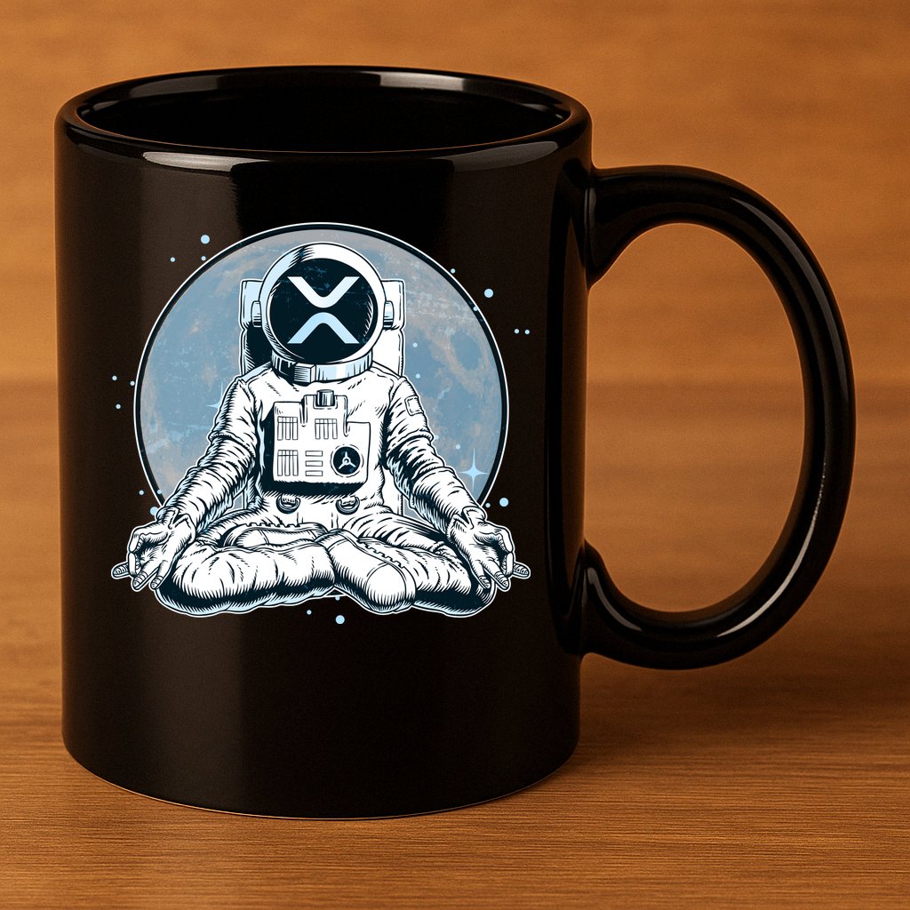 XRP Cryptocurrency Yoga Astronaut Moon 11oz C Handle Ceramic Mug