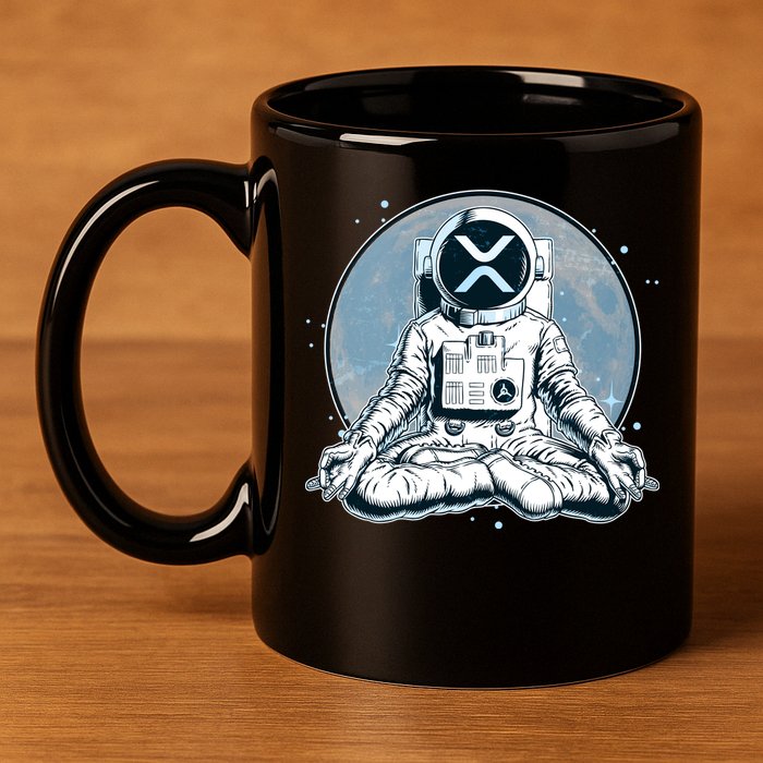 XRP Cryptocurrency Yoga Astronaut Moon 11oz C Handle Ceramic Mug
