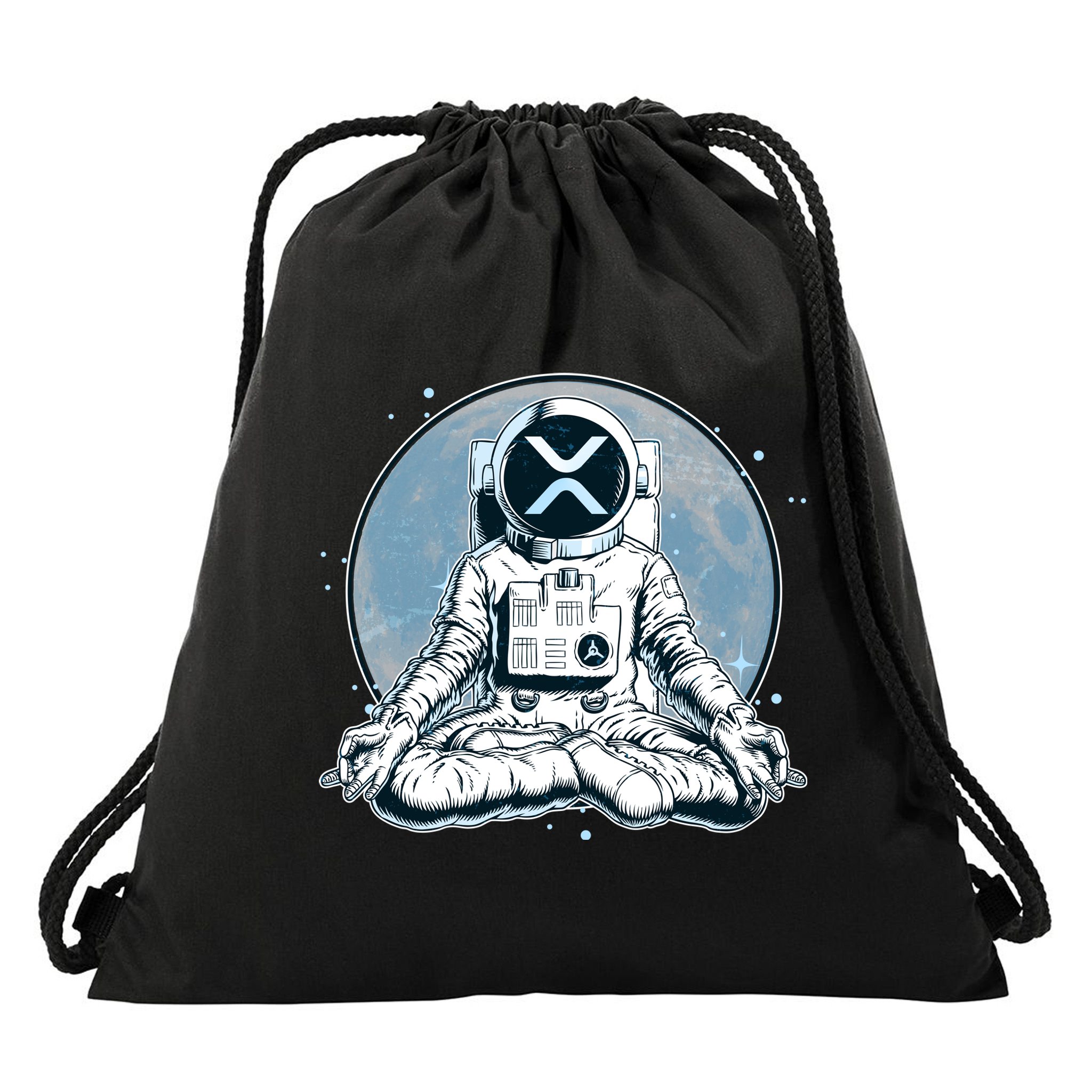 XRP Cryptocurrency Yoga Astronaut Moon Drawstring Bag