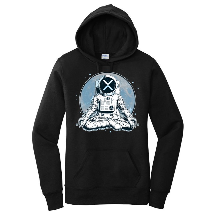 XRP Cryptocurrency Yoga Astronaut Moon Women's Pullover Hoodie