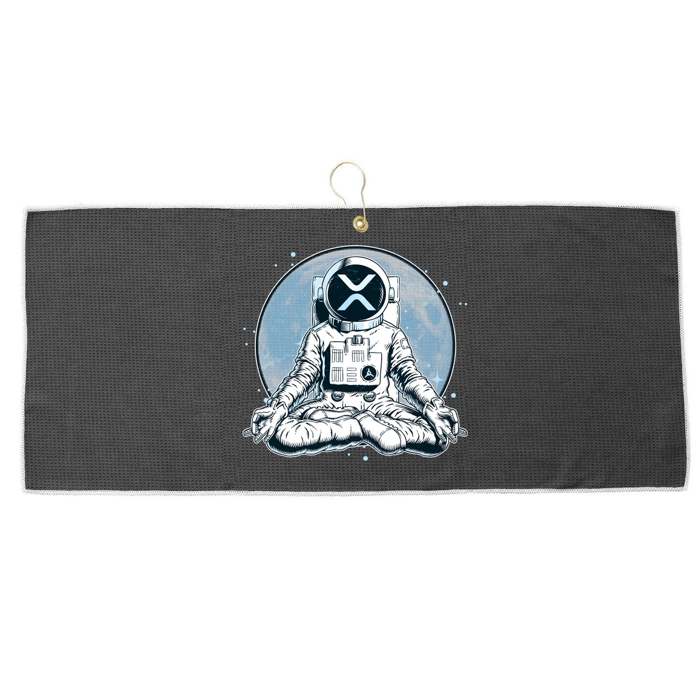 XRP Cryptocurrency Yoga Astronaut Moon Large Microfiber Waffle Golf Towel