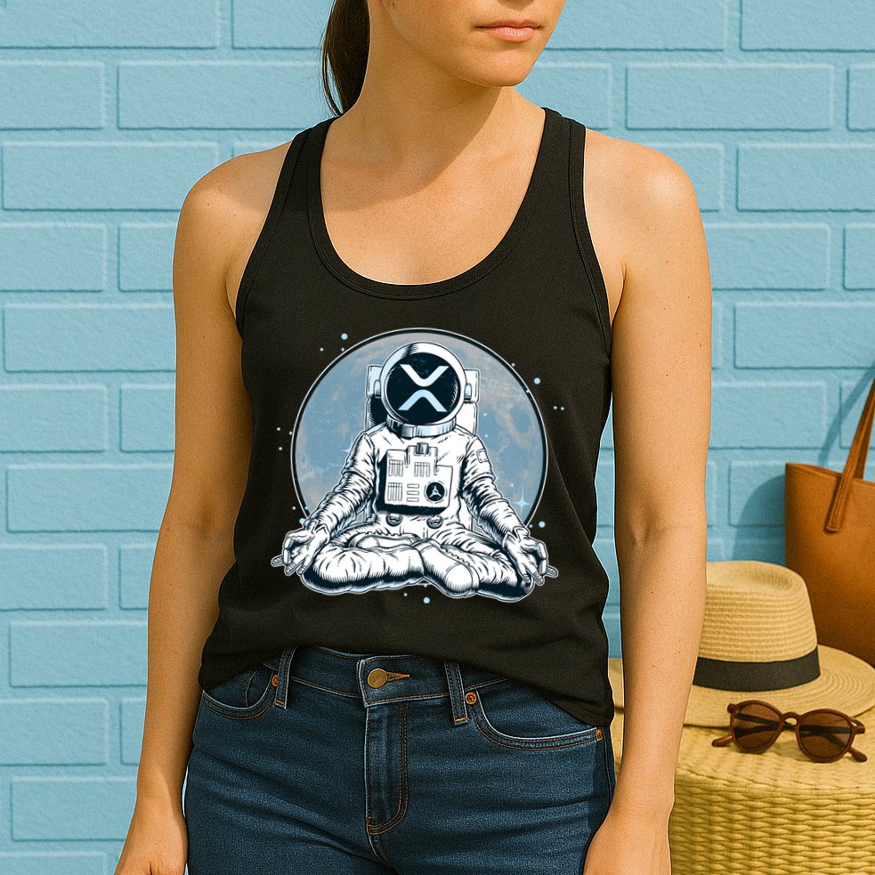 XRP Cryptocurrency Yoga Astronaut Moon Womens Tank Top