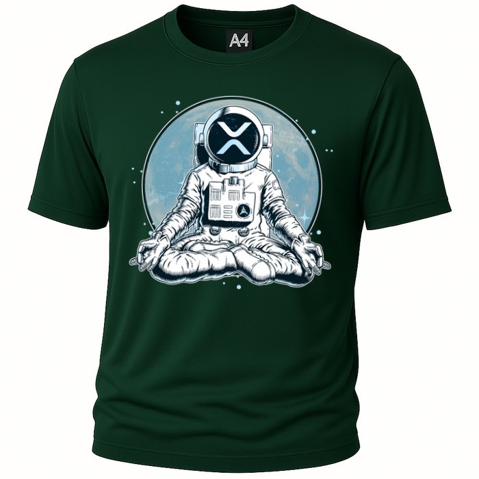 XRP Cryptocurrency Yoga Astronaut Moon Cooling Performance Crew T-Shirt