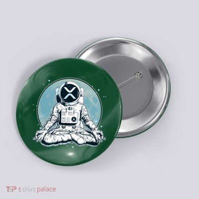 XRP Cryptocurrency Yoga Astronaut Moon Button