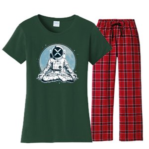 XRP Cryptocurrency Yoga Astronaut Moon Women's Flannel Pajama Set