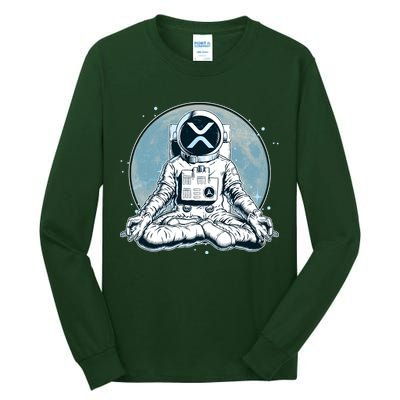 XRP Cryptocurrency Yoga Astronaut Moon Tall Long Sleeve T-Shirt