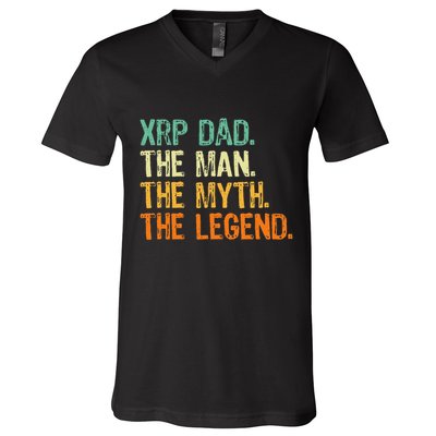 Xrp Dad Crypto Merchandise Man Myth Legend V-Neck T-Shirt