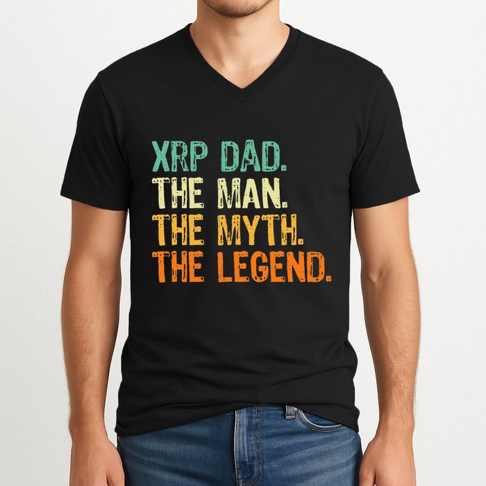 Xrp Dad Crypto Merchandise Man Myth Legend V-Neck T-Shirt