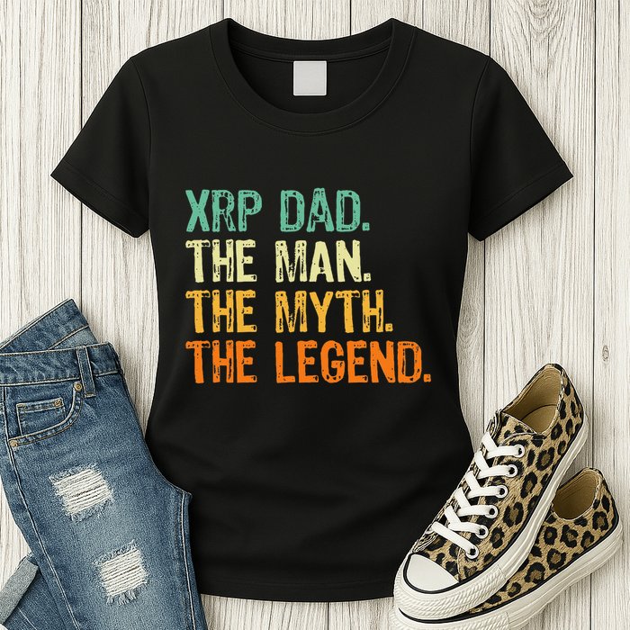 Xrp Dad Crypto Merchandise Man Myth Legend Womens T-Shirt