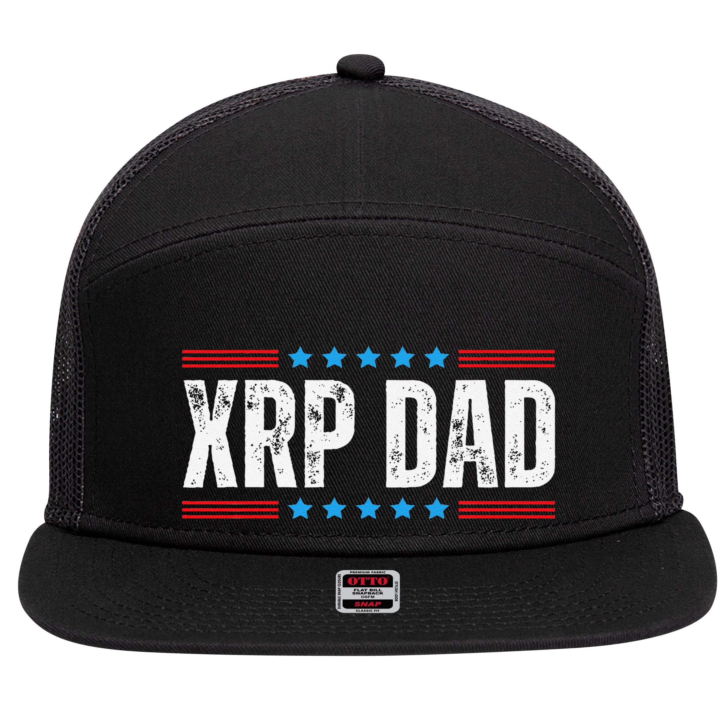 Xrp Dad Crypto Merchandise 7 Panel Mesh Trucker Snapback Hat