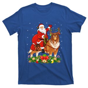 Xmas Decor Funny Santa Riding Rough Collie Dog Christmas Gift T-Shirt