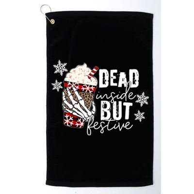 Xmas Dead Inside But Festive Funny Skeleton Hand Christmas Funny Gift Platinum Collection Golf Towel