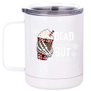 Xmas Dead Inside But Festive Funny Skeleton Hand Christmas Funny Gift 12 oz Stainless Steel Tumbler Cup