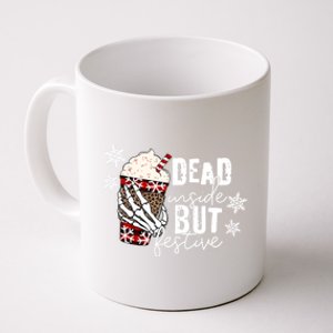 Xmas Dead Inside But Festive Funny Skeleton Hand Christmas Funny Gift Coffee Mug