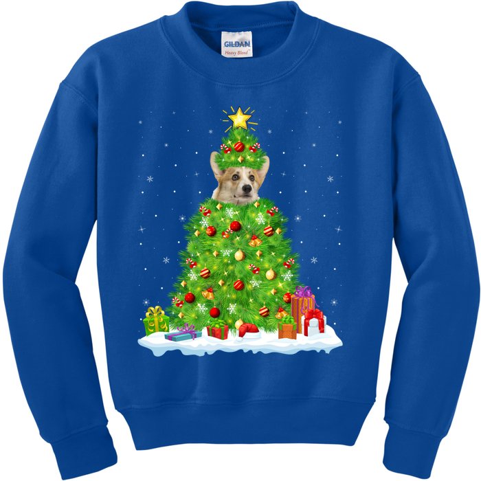 Xmas Decorations Lights Santa Corgi Dog Christmas Tree Great Gift Kids Sweatshirt