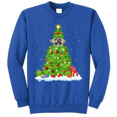 Xmas Decorations Lights Santa Shih Tzu Dog Christmas Tree Gift Sweatshirt