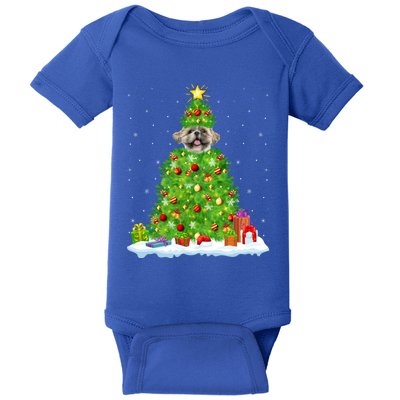 Xmas Decorations Lights Santa Shih Tzu Dog Christmas Tree Gift Baby Bodysuit